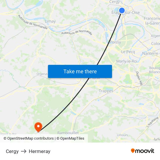 Cergy to Hermeray map