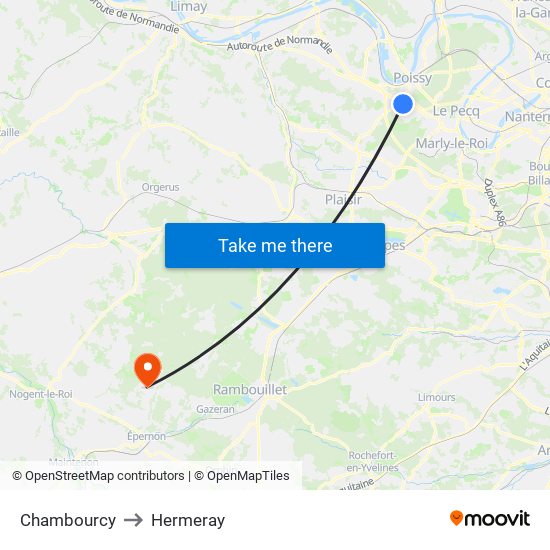 Chambourcy to Hermeray map