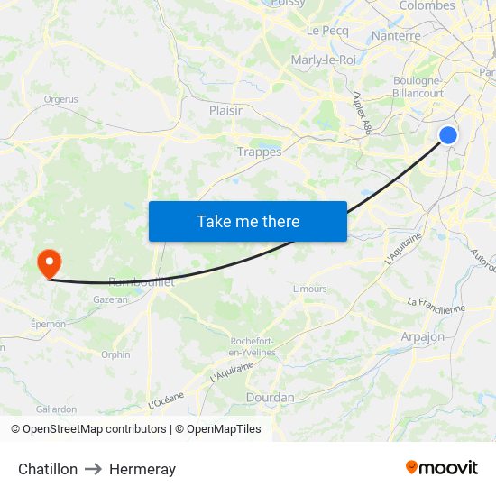 Chatillon to Hermeray map