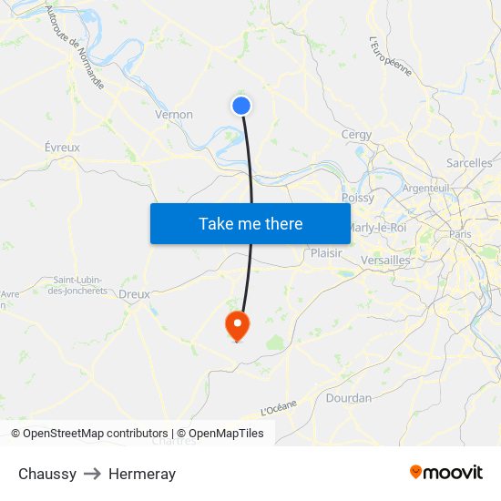 Chaussy to Hermeray map