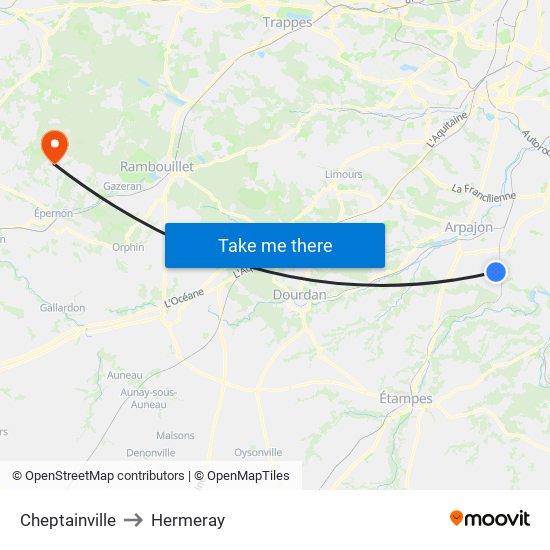 Cheptainville to Hermeray map
