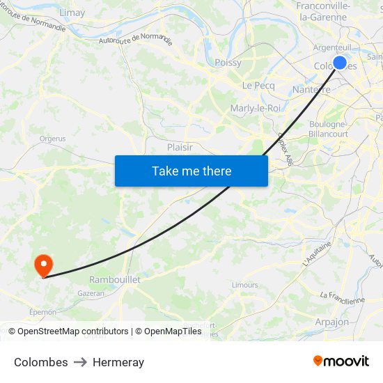 Colombes to Hermeray map