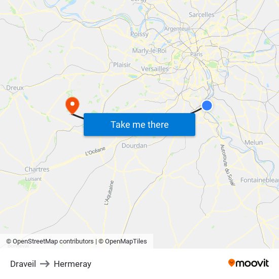Draveil to Hermeray map