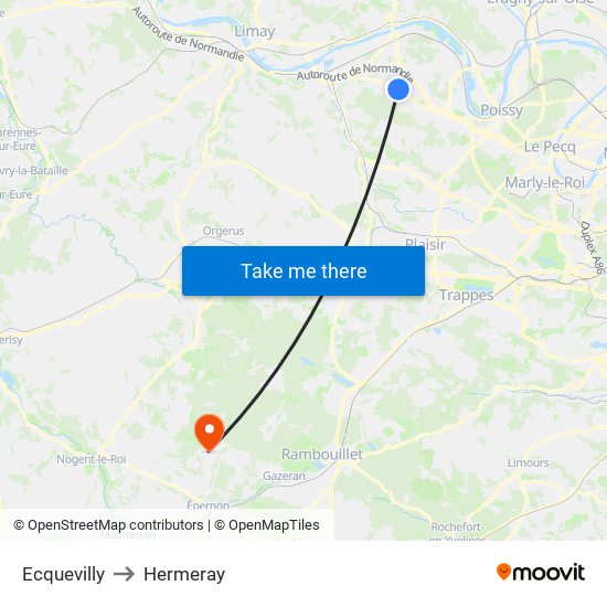 Ecquevilly to Hermeray map