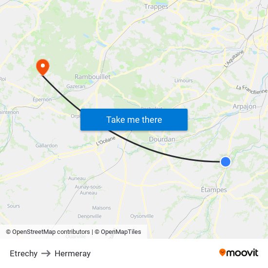 Etrechy to Hermeray map