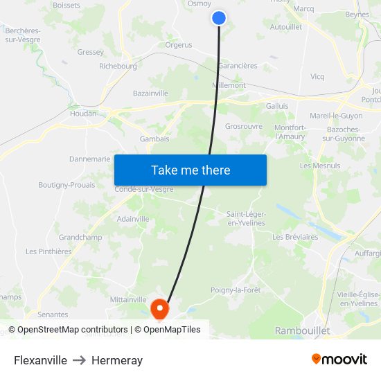 Flexanville to Hermeray map