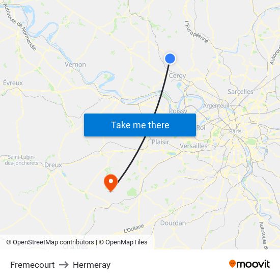 Fremecourt to Hermeray map