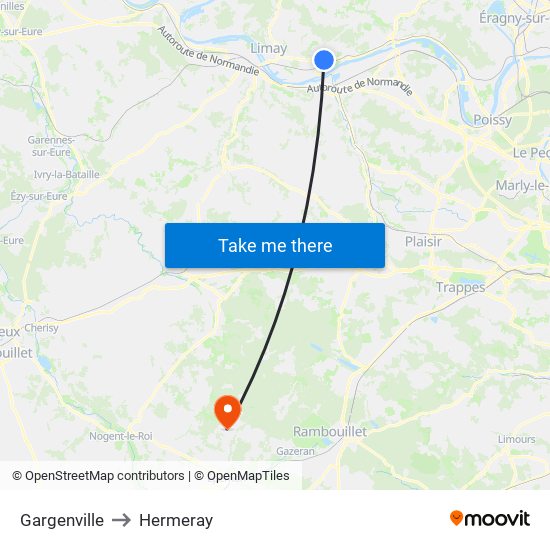 Gargenville to Hermeray map