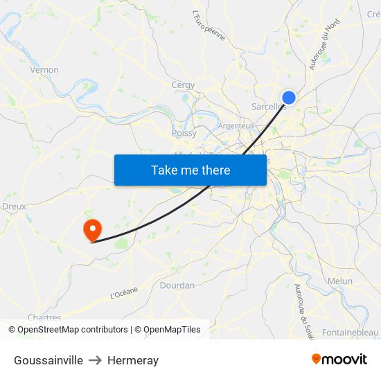 Goussainville to Hermeray map