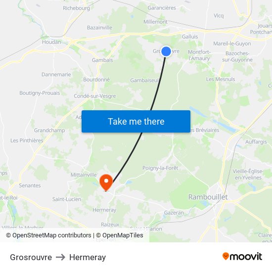 Grosrouvre to Hermeray map
