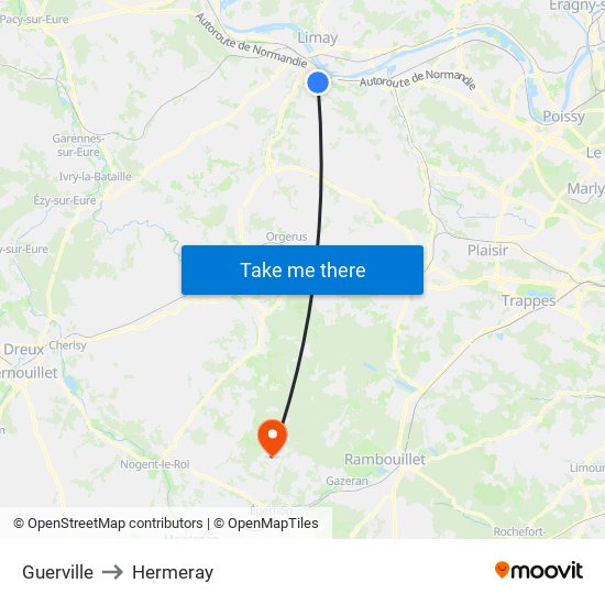 Guerville to Hermeray map