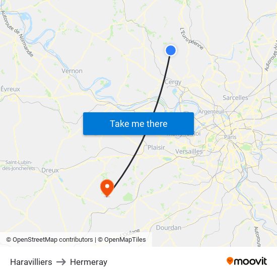 Haravilliers to Hermeray map