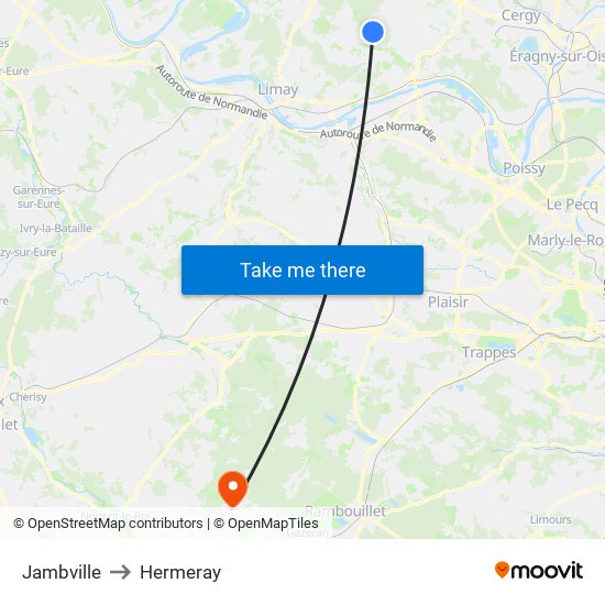 Jambville to Hermeray map