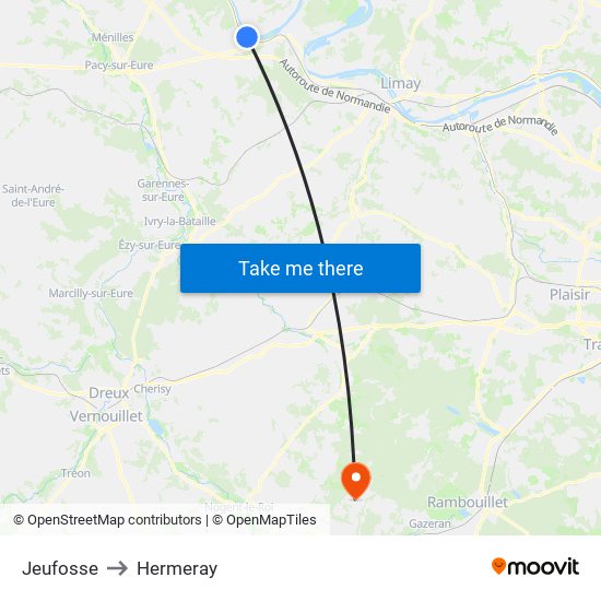 Jeufosse to Hermeray map