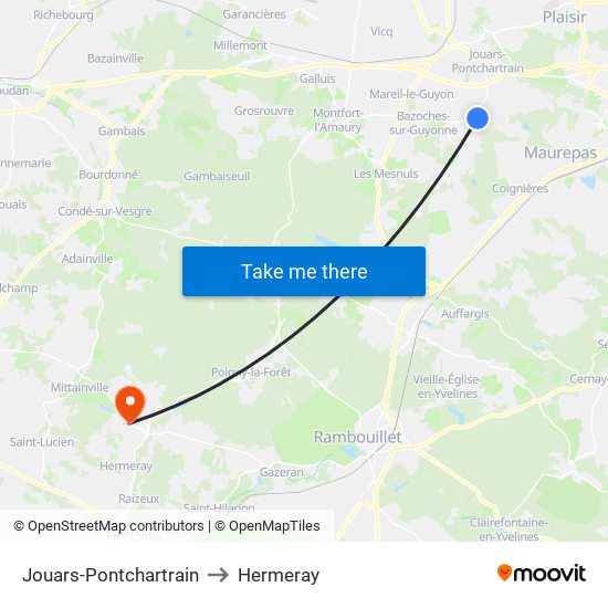 Jouars-Pontchartrain to Hermeray map