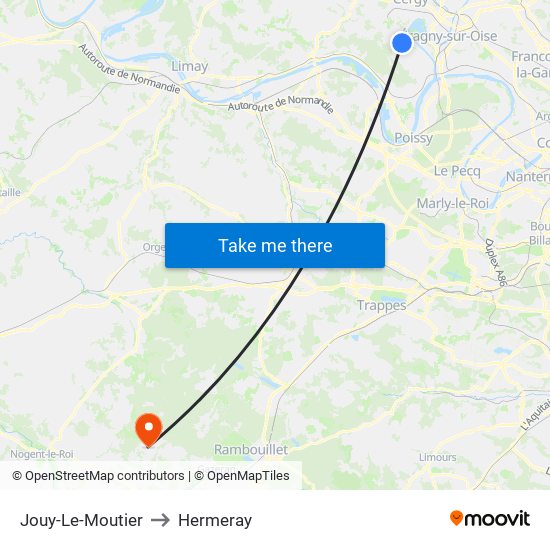 Jouy-Le-Moutier to Hermeray map