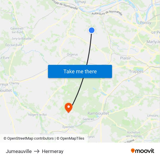 Jumeauville to Hermeray map