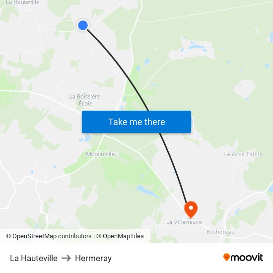 La Hauteville to Hermeray map