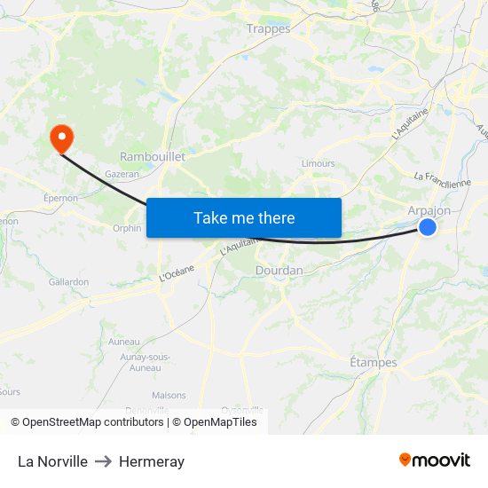 La Norville to Hermeray map
