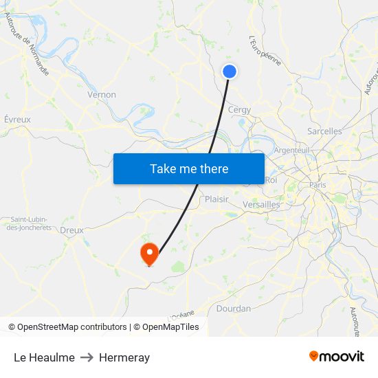 Le Heaulme to Hermeray map