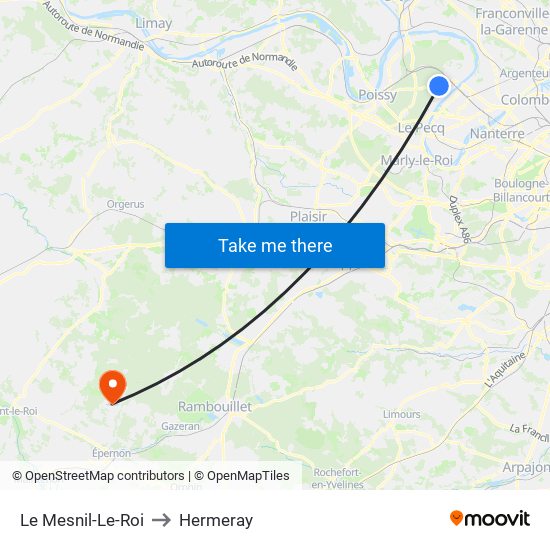 Le Mesnil-Le-Roi to Hermeray map