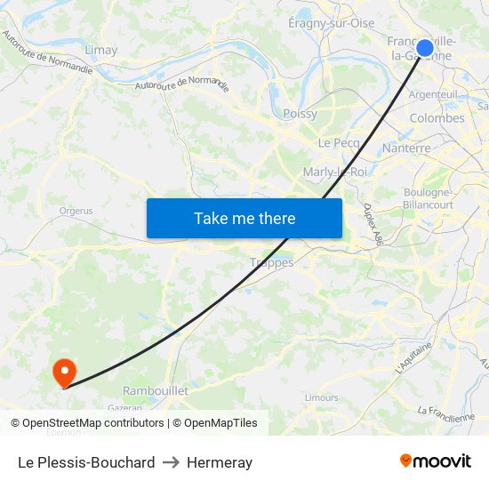 Le Plessis-Bouchard to Hermeray map