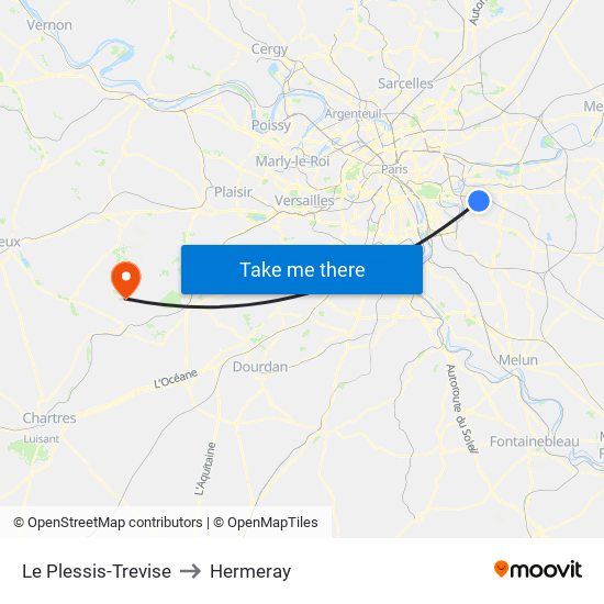 Le Plessis-Trevise to Hermeray map