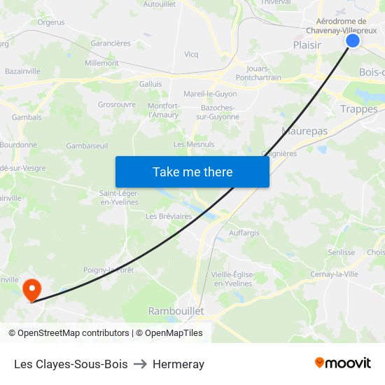 Les Clayes-Sous-Bois to Hermeray map