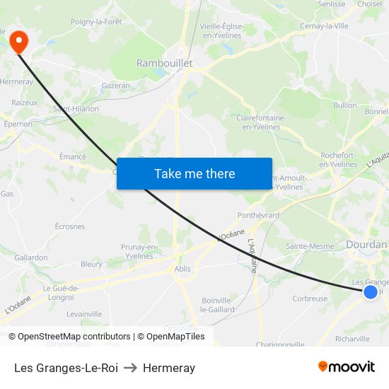 Les Granges-Le-Roi to Hermeray map