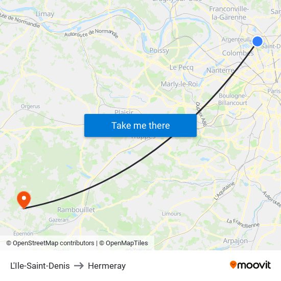 L'Ile-Saint-Denis to Hermeray map