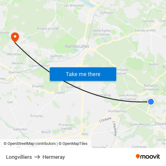 Longvilliers to Hermeray map