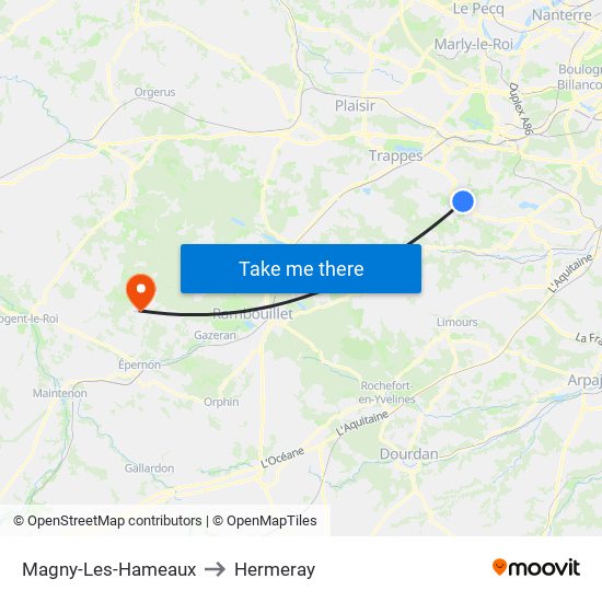 Magny-Les-Hameaux to Hermeray map