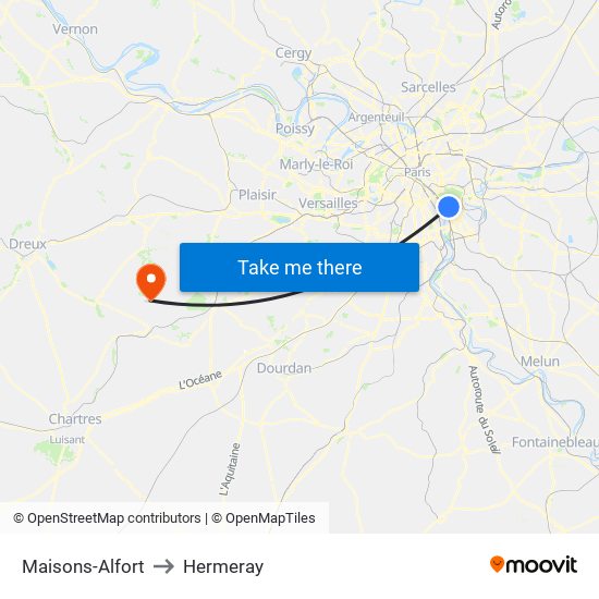 Maisons-Alfort to Hermeray map