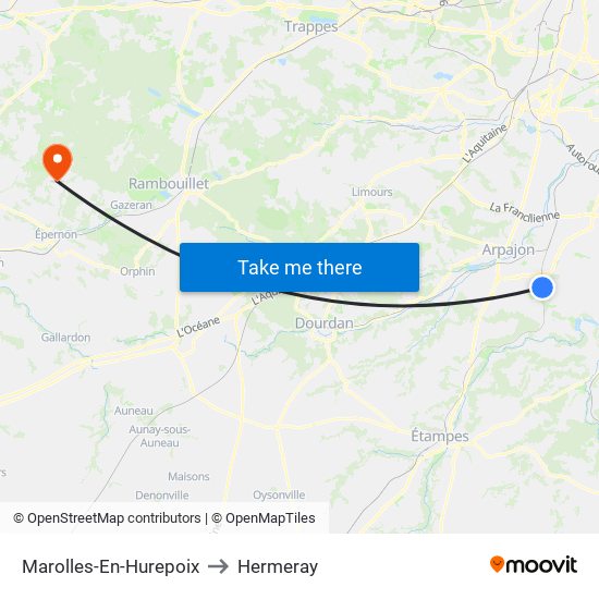 Marolles-En-Hurepoix to Hermeray map