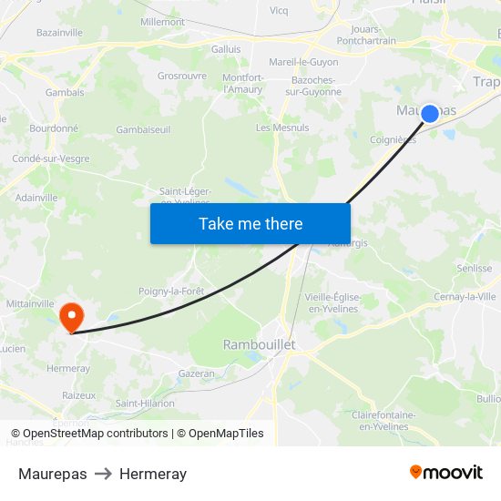 Maurepas to Hermeray map