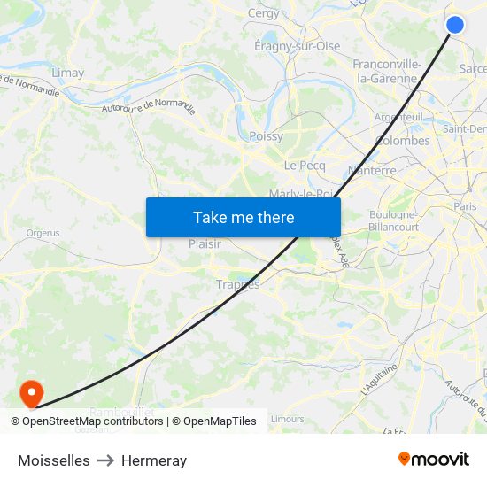 Moisselles to Hermeray map