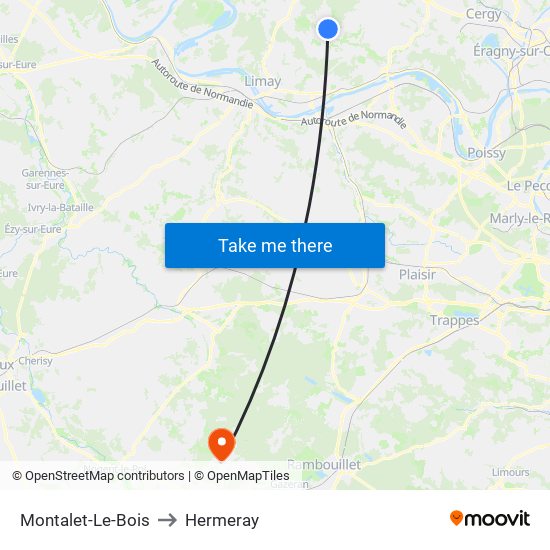 Montalet-Le-Bois to Hermeray map