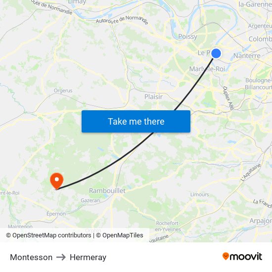 Montesson to Hermeray map