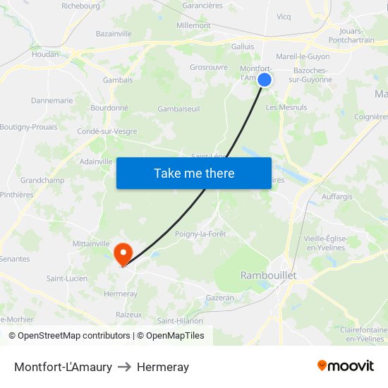 Montfort-L'Amaury to Hermeray map