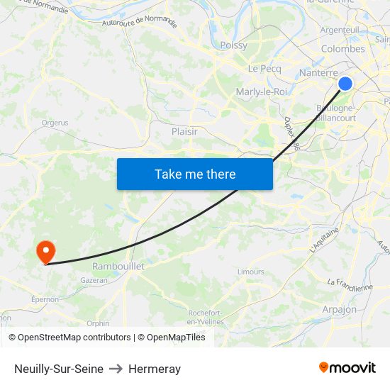 Neuilly-Sur-Seine to Hermeray map