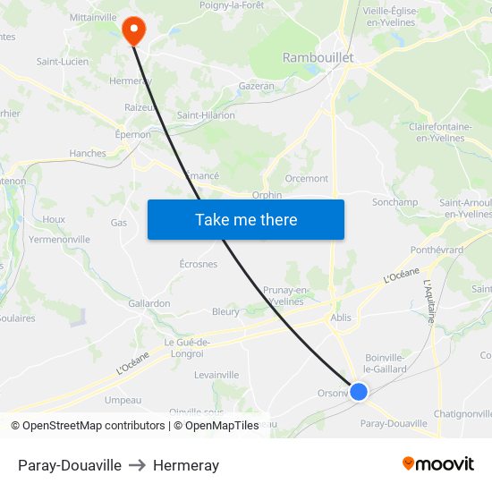 Paray-Douaville to Hermeray map