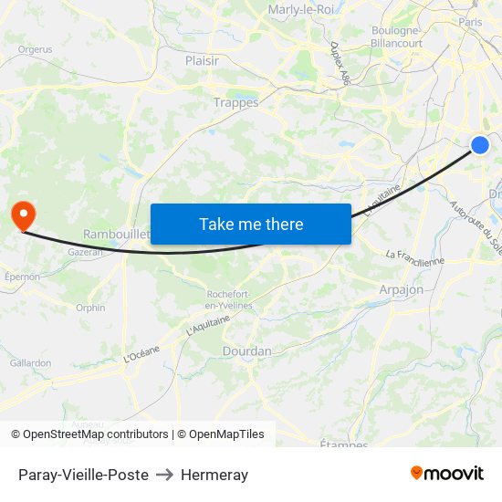 Paray-Vieille-Poste to Hermeray map