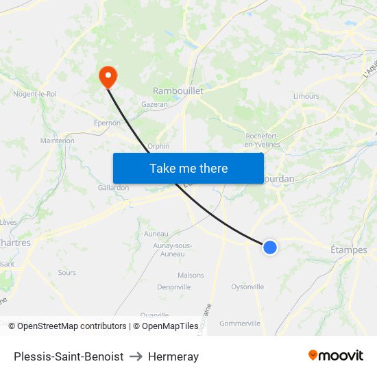 Plessis-Saint-Benoist to Hermeray map