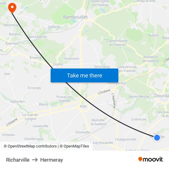 Richarville to Hermeray map
