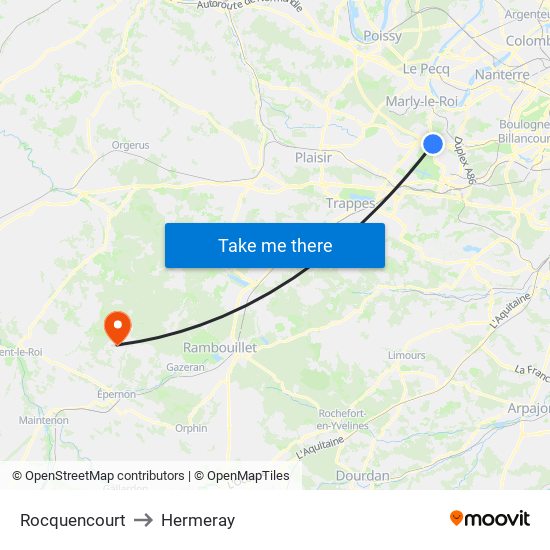 Rocquencourt to Hermeray map