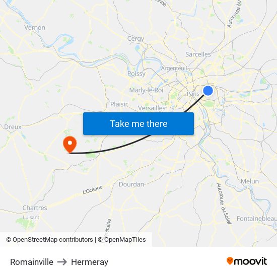 Romainville to Hermeray map