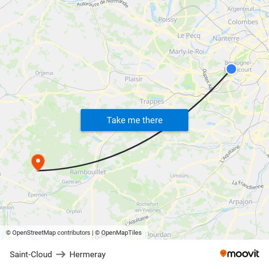 Saint-Cloud to Hermeray map