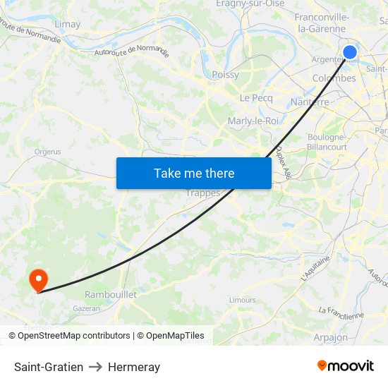 Saint-Gratien to Hermeray map