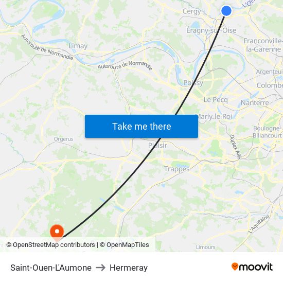 Saint-Ouen-L'Aumone to Hermeray map