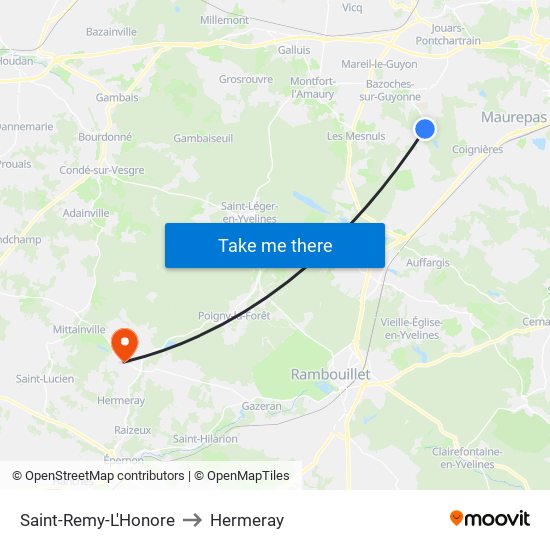 Saint-Remy-L'Honore to Hermeray map
